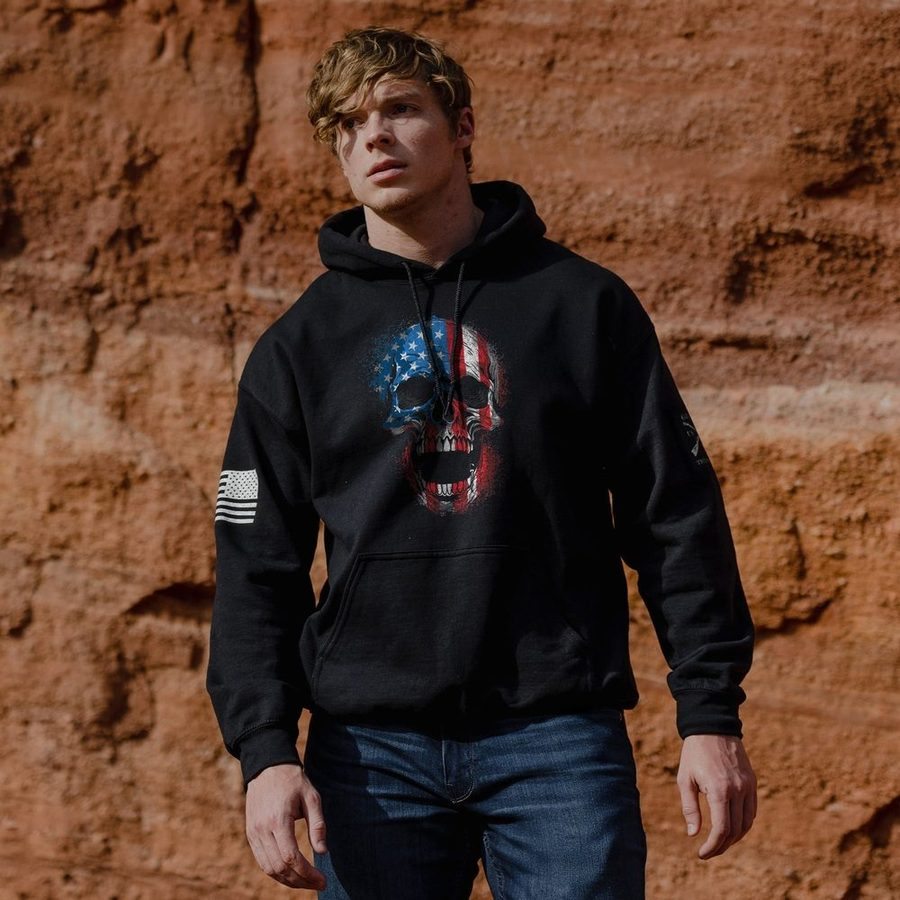 Grunt Style American Reaper Skull Hoodie - Black