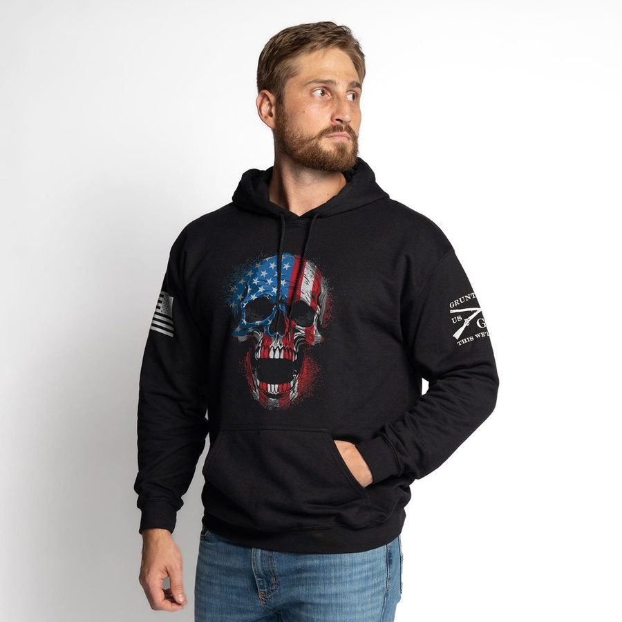 Grunt Style American Reaper Skull Hoodie - Black