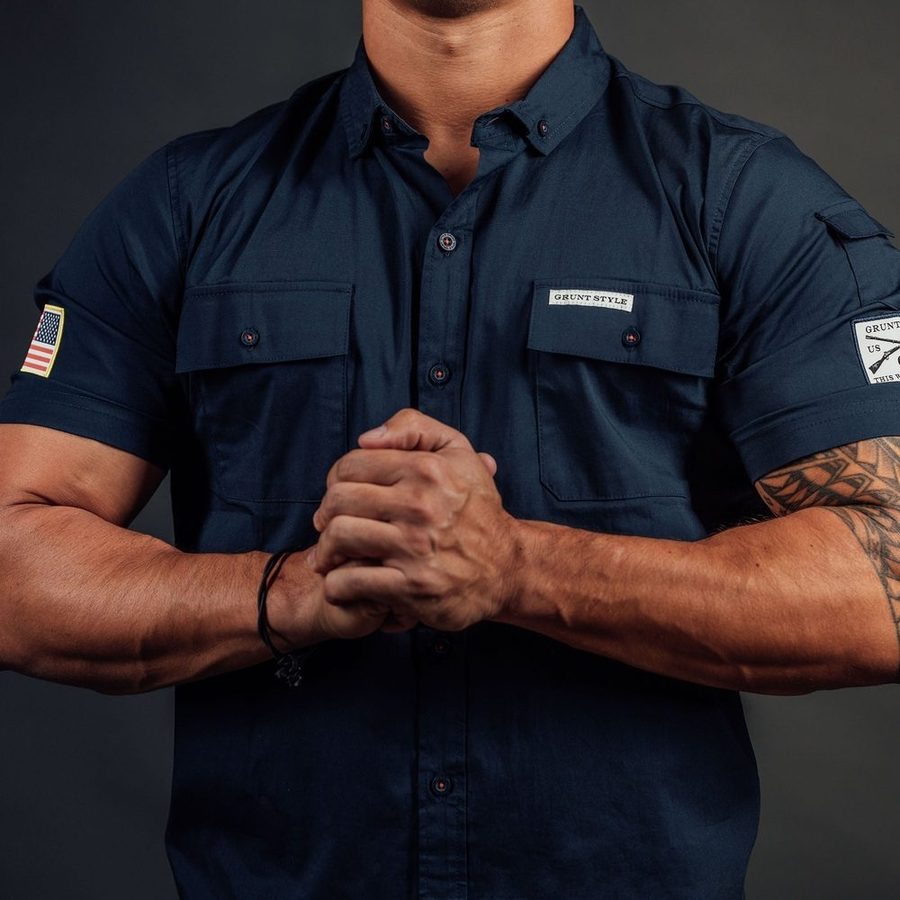 Grunt Style Men's Garage Button Down - Navy