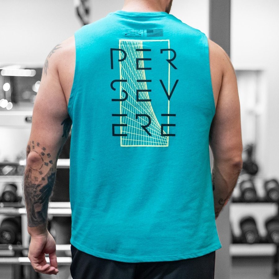 Grunt Style Never Quit Muscle Tank - Heather Aqua