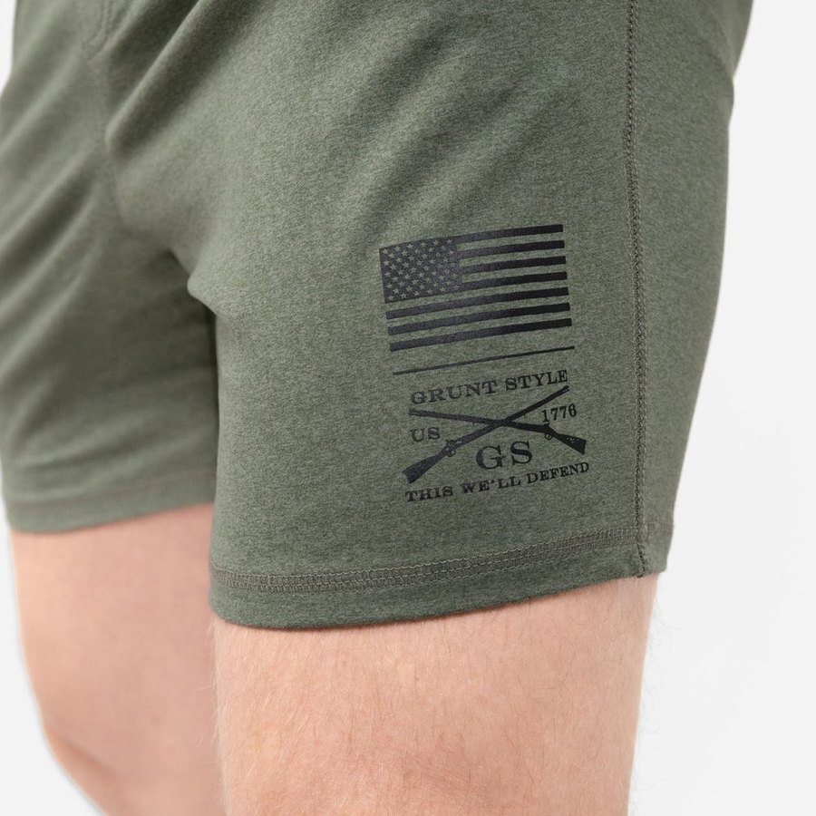 Grunt Style Men's All-Day Short - Heather Military Green