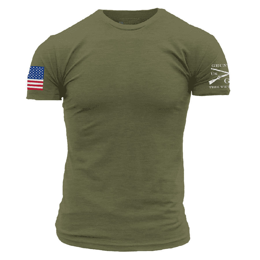 Grunt Style USA Flag Basic T-Shirt - Military Green