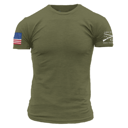 Grunt Style USA Flag Basic T-Shirt - Military Green