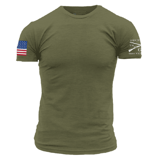 Grunt Style USA Flag Basic T-Shirt - Military Green