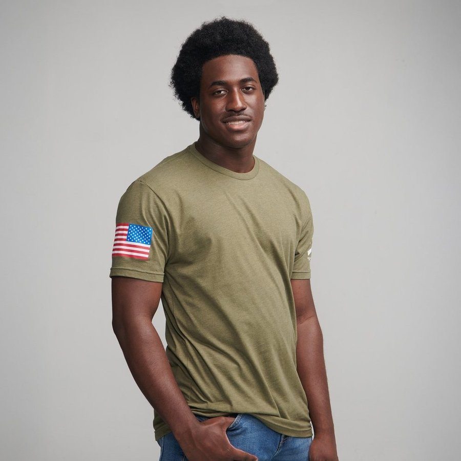 Grunt Style USA Flag Basic T-Shirt - Military Green