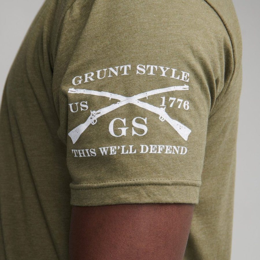 Grunt Style USA Flag Basic T-Shirt - Military Green