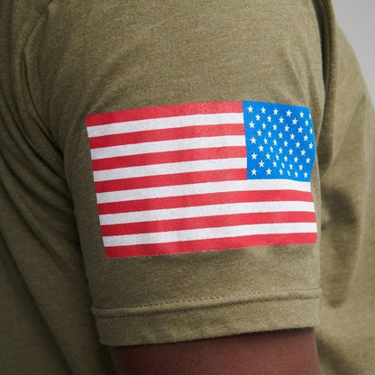 Grunt Style USA Flag Basic T-Shirt - Military Green
