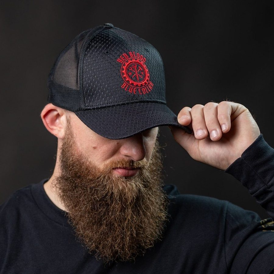Grunt Style Red Blood Blue Collar® Stretch Fit Hat - Black
