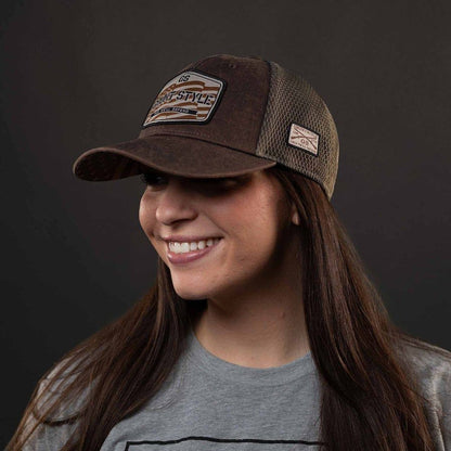 Grunt Style Old Glory Patch Mesh Hat - Brown Wash