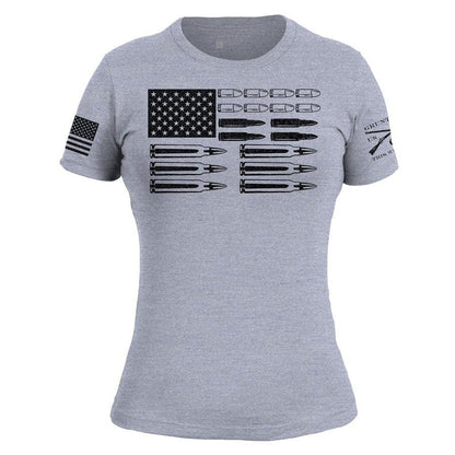 Grunt Style Women's Ammo Flag 2.0 Slim Fit T-Shirt - Heather Gray