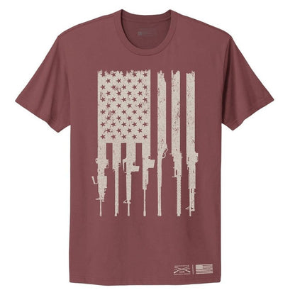 Grunt Style Women's Rifle Flag Boyfriend Fit T-Shirt - Red Plum