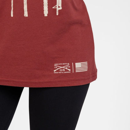 Grunt Style Women's Rifle Flag Boyfriend Fit T-Shirt - Red Plum