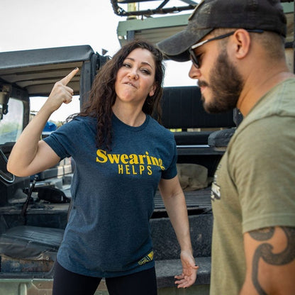 Grunt Style Women's Swearing Helps Boyfriend Fit T-Shirt - Midnight Navy