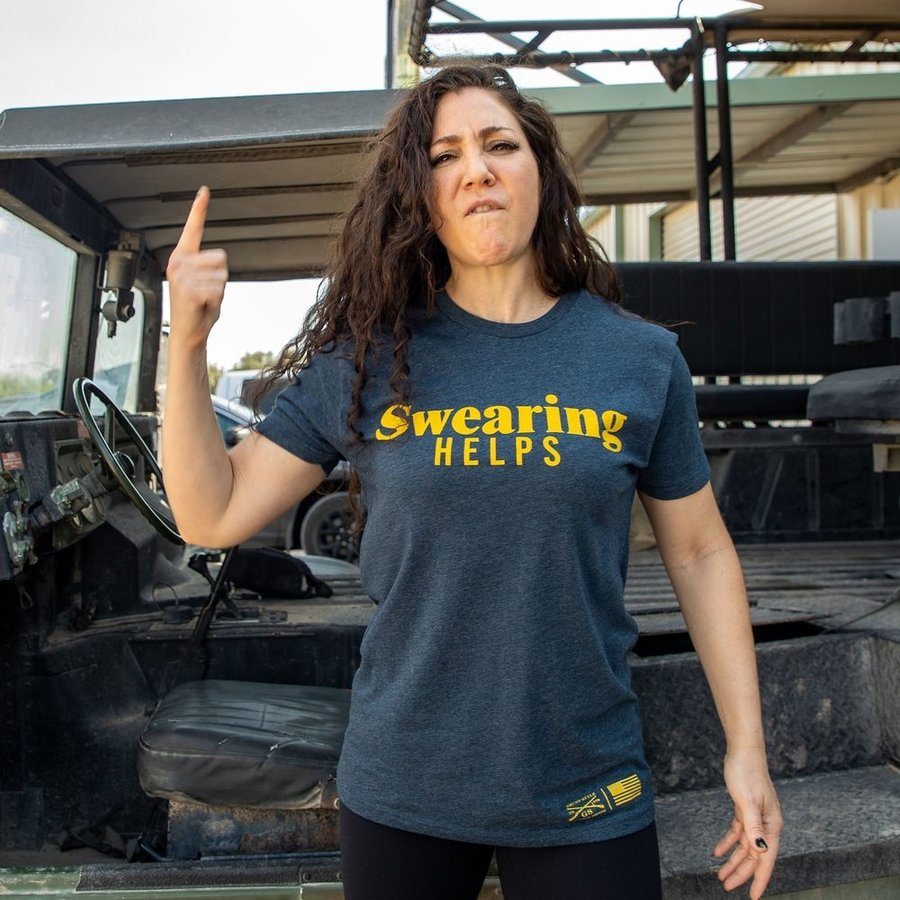 Grunt Style Women's Swearing Helps Boyfriend Fit T-Shirt - Midnight Navy