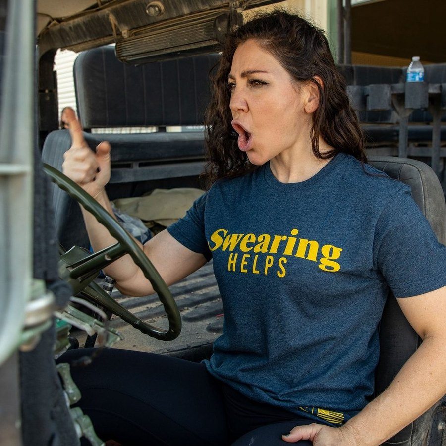 Grunt Style Women's Swearing Helps Boyfriend Fit T-Shirt - Midnight Navy