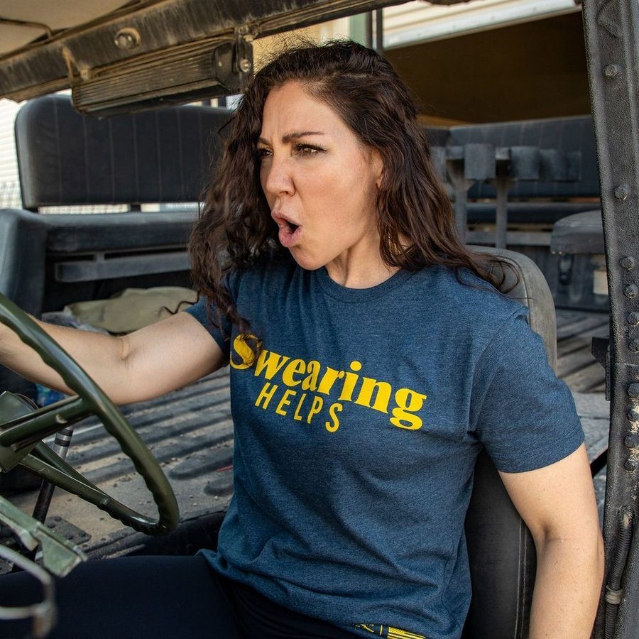Grunt Style Women's Swearing Helps Boyfriend Fit T-Shirt - Midnight Navy