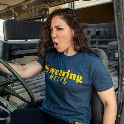 Grunt Style Women's Swearing Helps Boyfriend Fit T-Shirt - Midnight Navy