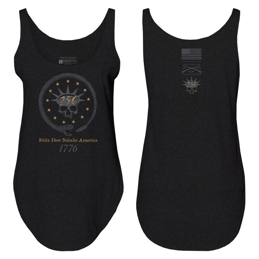 Grunt Style Women's Happy Birthday America Flowy Tank - Black