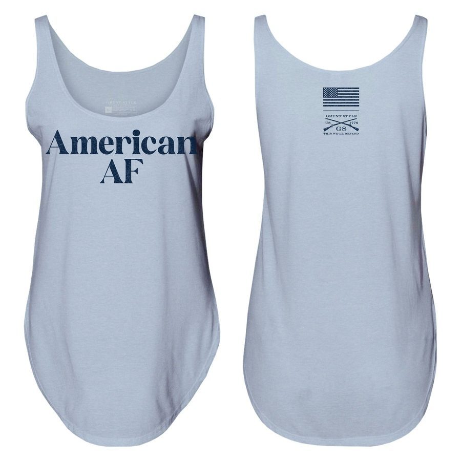 Grunt Style Women's American AF Flowy Tank - Stonewash Denim