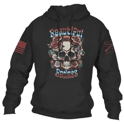 Grunt Style Women's Beautiful Badass Floral Hoodie - Black