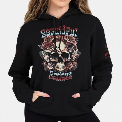 Grunt Style Women's Beautiful Badass Floral Hoodie - Black