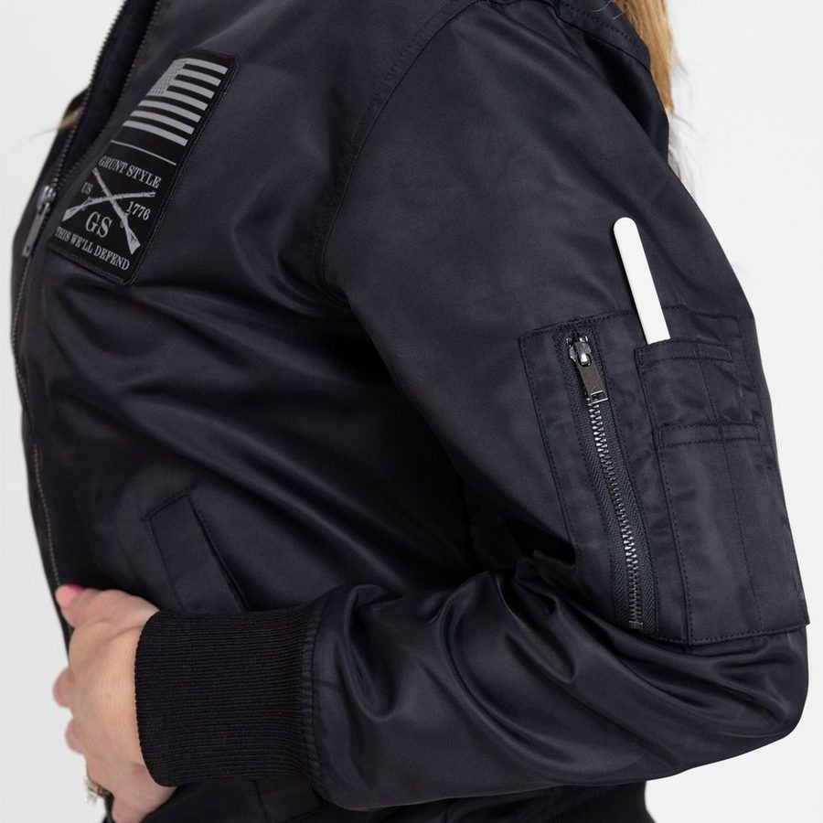 Grunt Style Women's Stealth Bomber Jacket - Black