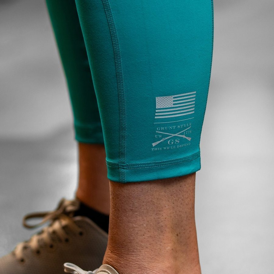 Grunt Style Women's Agility 7/8 High Waisted Leggings - Aqua