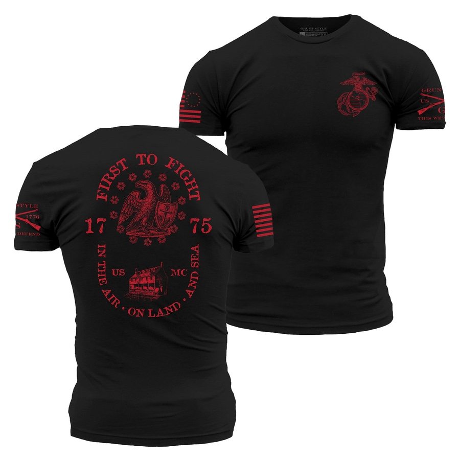 Grunt Style USMC - First To Fight T-Shirt - Black