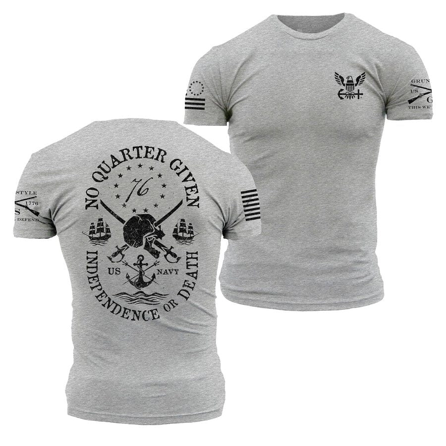 Grunt Style USN - No Quarter Given T-Shirt - Athletic Heather