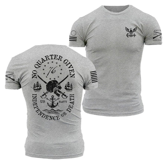 Grunt Style USN - No Quarter Given T-Shirt - Athletic Heather