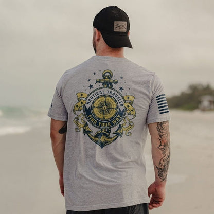 Grunt Style USN - Nautical Traveler T-Shirt - Athletic Heather