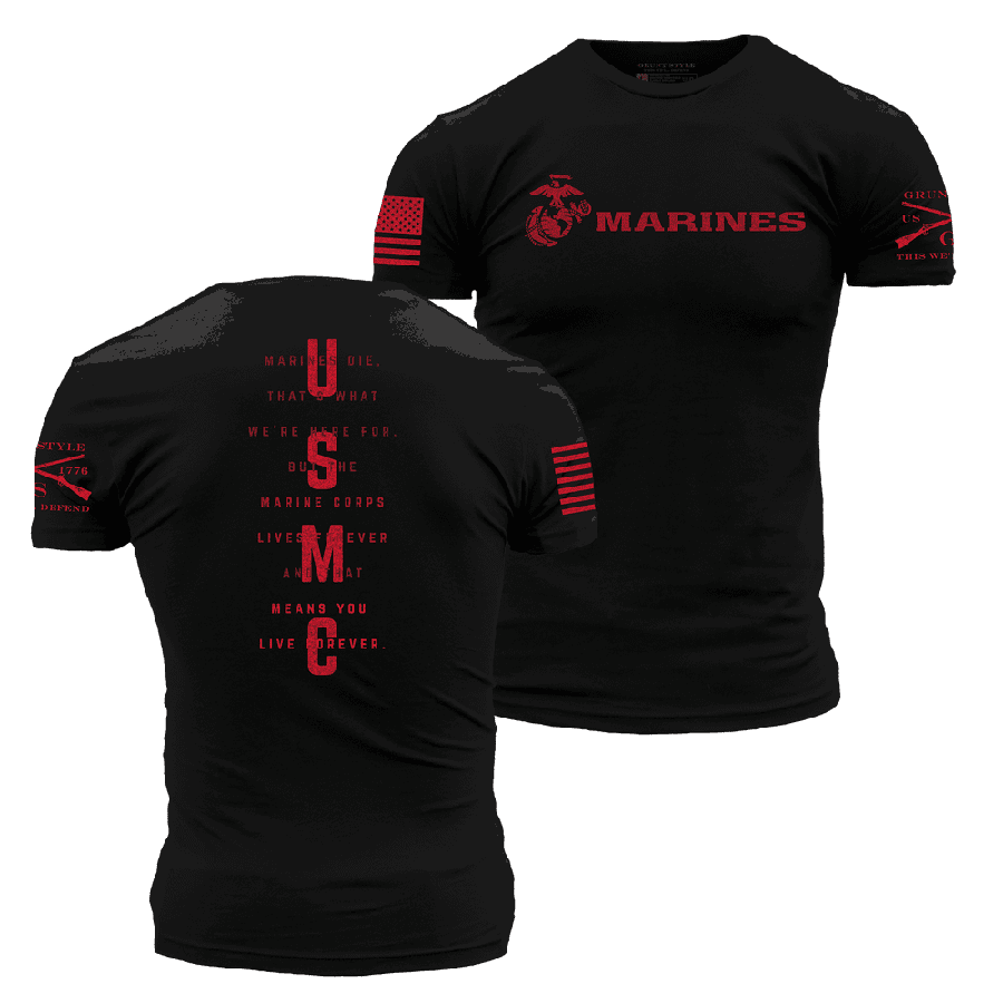Grunt Style USMC - Lives Forever T-Shirt - Black