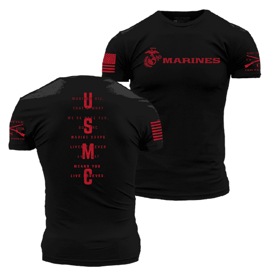 Grunt Style USMC - Lives Forever T-Shirt - Black