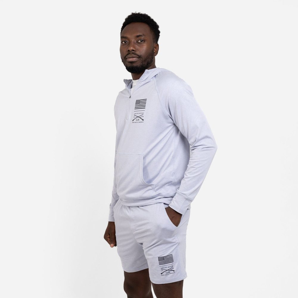 Grunt Style Men's All-Day 1/4 Zip Hoodie - Heather Arctic Gray