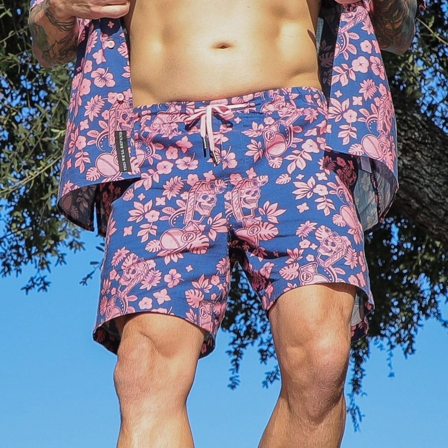 Grunt Style Getaway Casual Shorts - Tropical Death - Navy/Pink