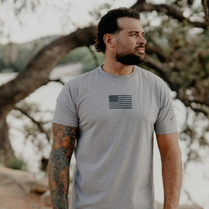Grunt Style Freedom Flag T-Shirt - Dark Heather Gray