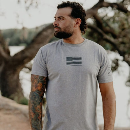 Grunt Style Freedom Flag T-Shirt - Dark Heather Gray
