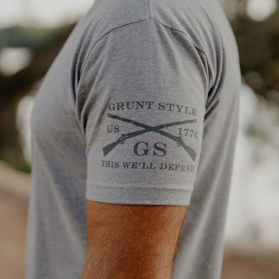 Grunt Style Freedom Flag T-Shirt - Dark Heather Gray