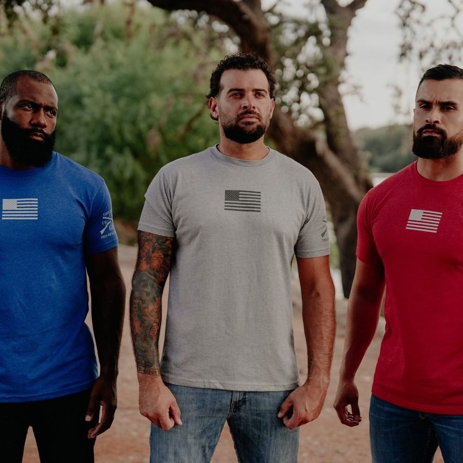 Grunt Style Freedom Flag T-Shirt - Dark Heather Gray
