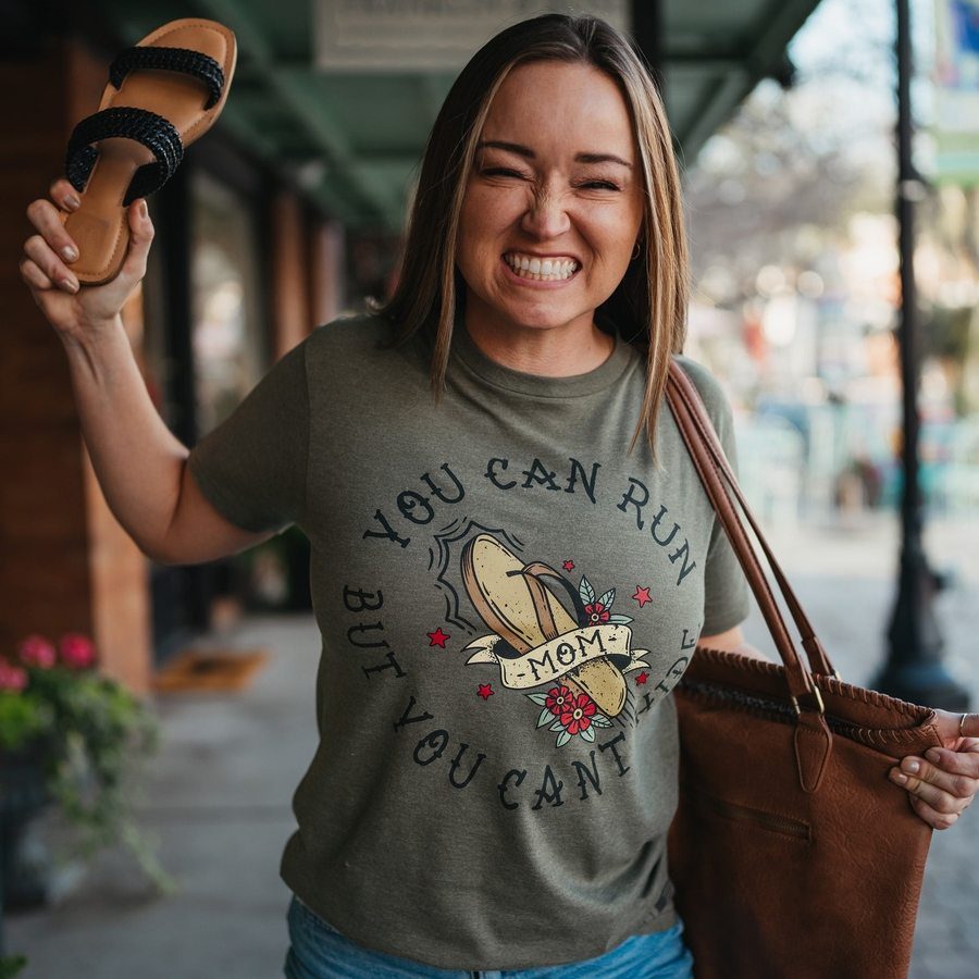 Grunt Style Women's You Can Run Boyfriend Fit T-Shirt - Military Green
