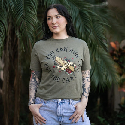 Grunt Style Women's You Can Run Boyfriend Fit T-Shirt - Military Green