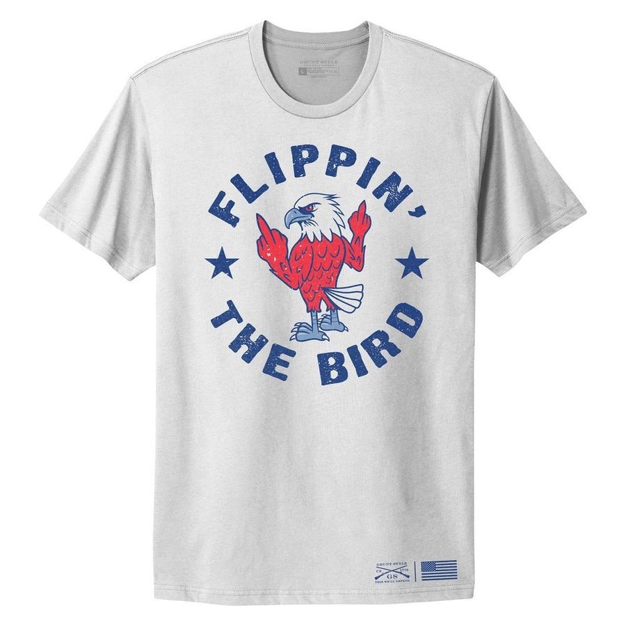 Grunt Style Women's Flippin' The Bird Boyfriend Fit T-Shirt - White