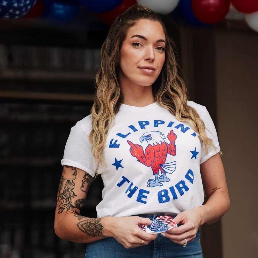 Grunt Style Women's Flippin' The Bird Boyfriend Fit T-Shirt - White