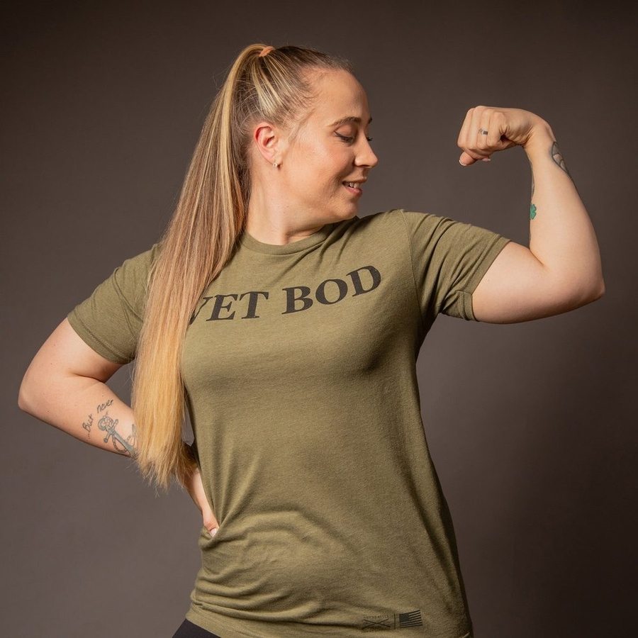 Grunt Style Women's Vet Bod Boyfriend Fit T-Shirt - Military Green