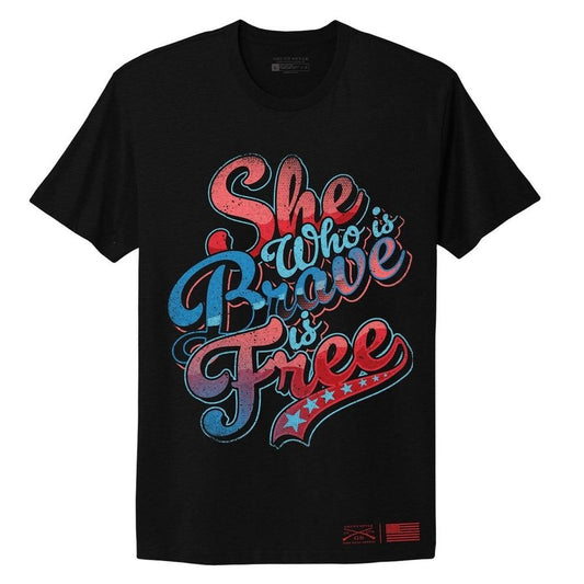 Grunt Style Women's Brave Is Free Boyfriend Fit T-Shirt - Black