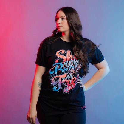 Grunt Style Women's Brave Is Free Boyfriend Fit T-Shirt - Black