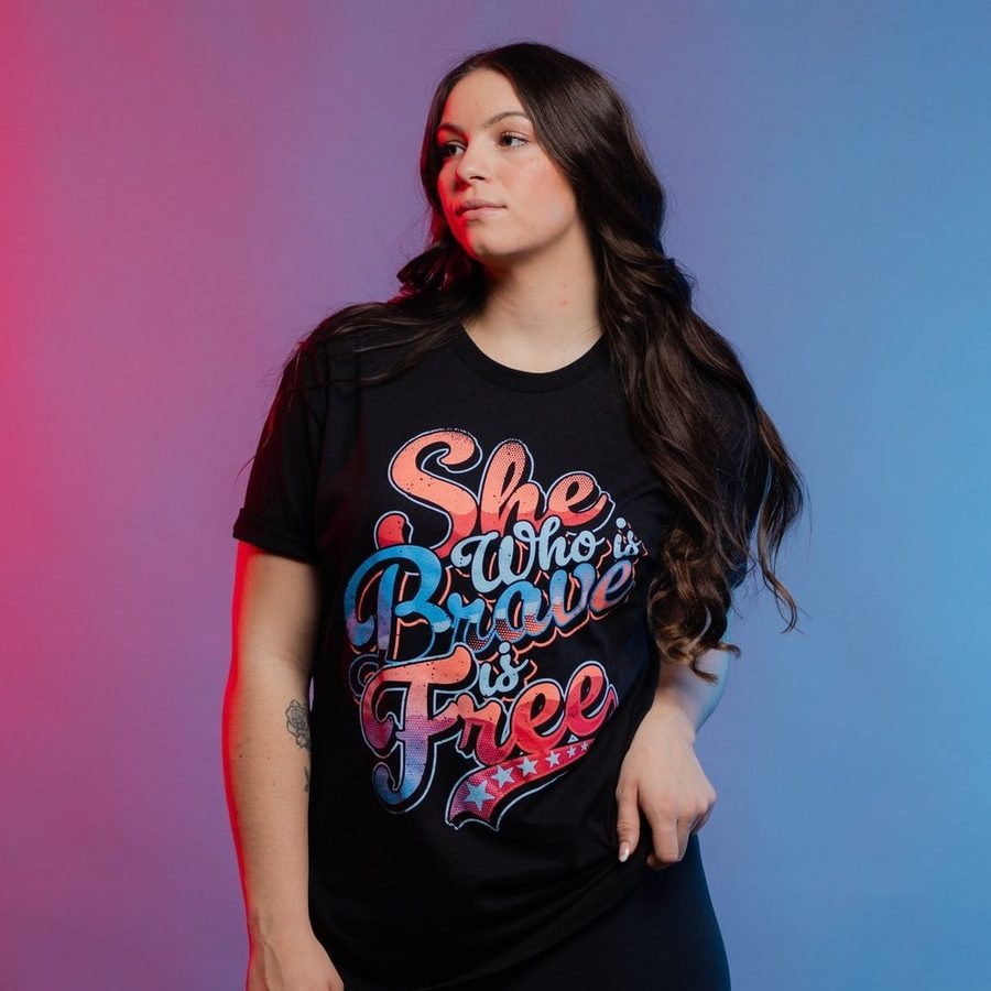Grunt Style Women's Brave Is Free Boyfriend Fit T-Shirt - Black