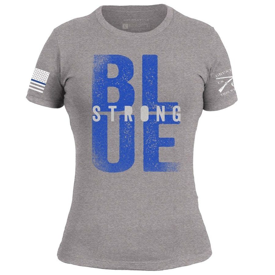 Grunt Style Women's Blue Strong Slim Fit T-Shirt - Dark Heather Gray