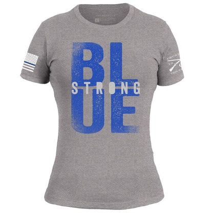 Grunt Style Women's Blue Strong Slim Fit T-Shirt - Dark Heather Gray