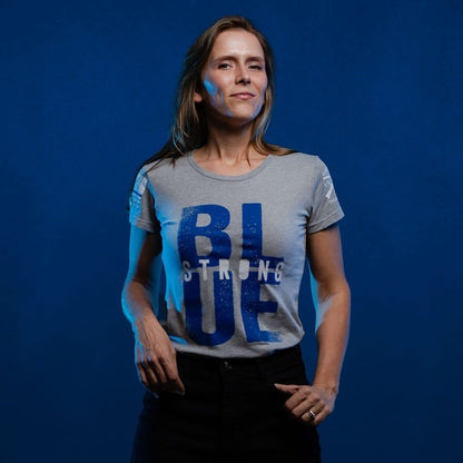 Grunt Style Women's Blue Strong Slim Fit T-Shirt - Dark Heather Gray